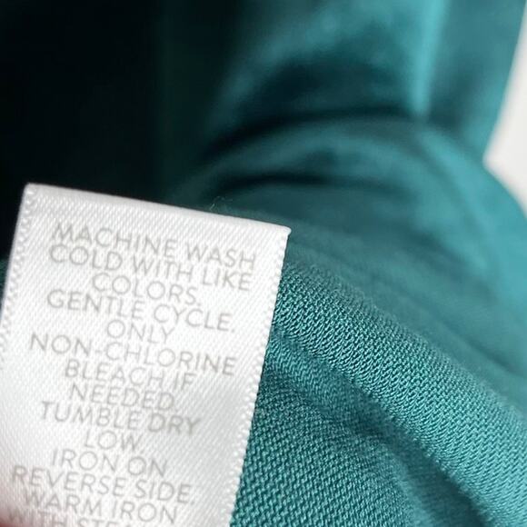 J. Jill Puff Sleeve Velvet Shift Mini Dress M Teal Green Holiday Keyhole Button - Picture 11 of 11